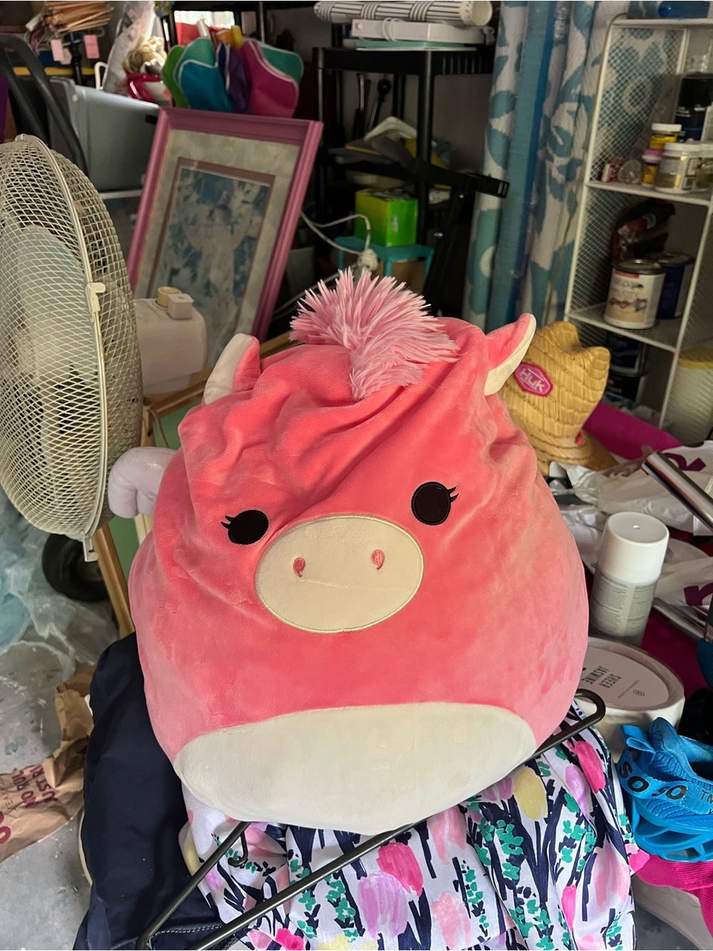 Several Squishmallows Pink Unicorn Plush Backpack with Cream Accents